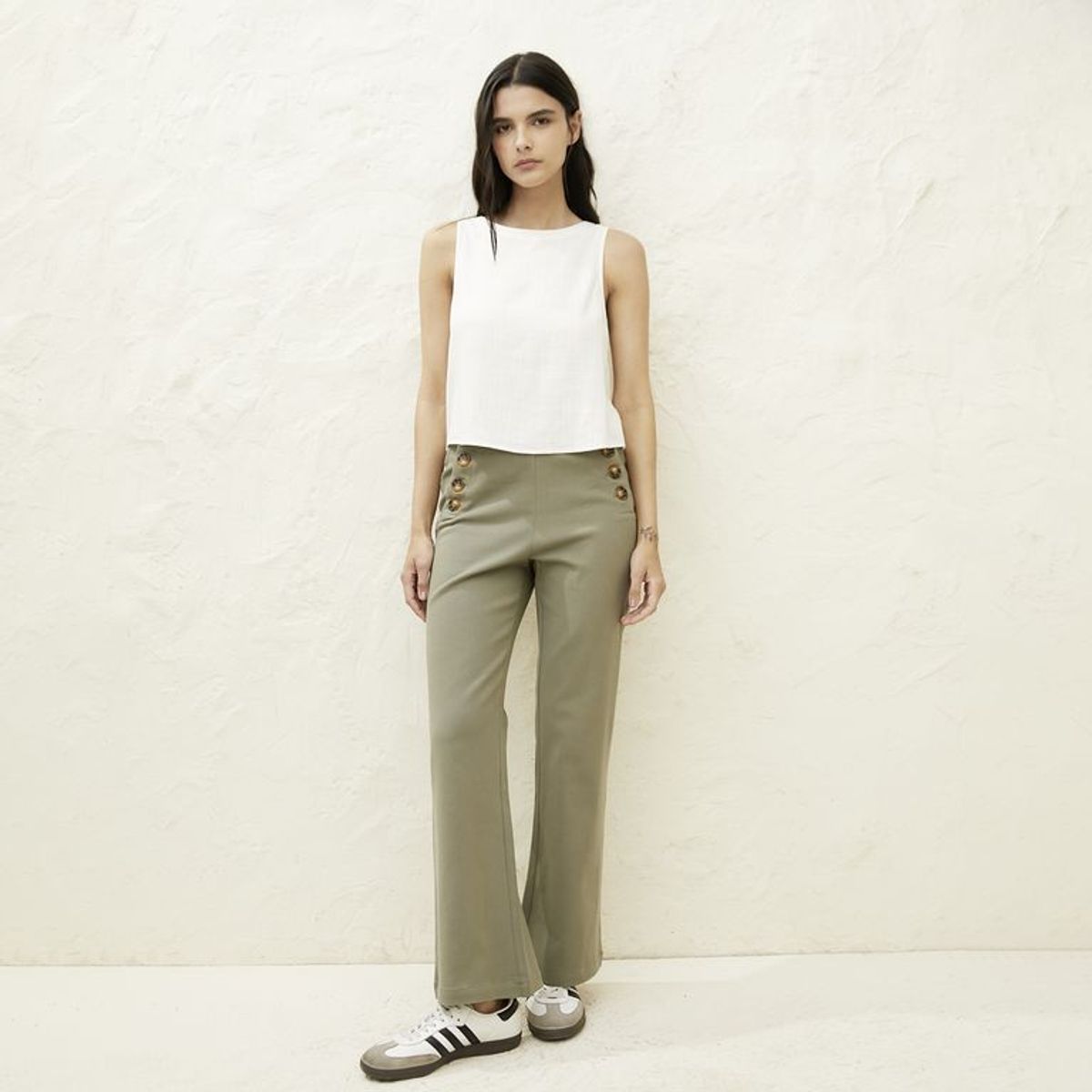 BASEMENT - Pantalón Wide Leg Mujer De Algodón Basement