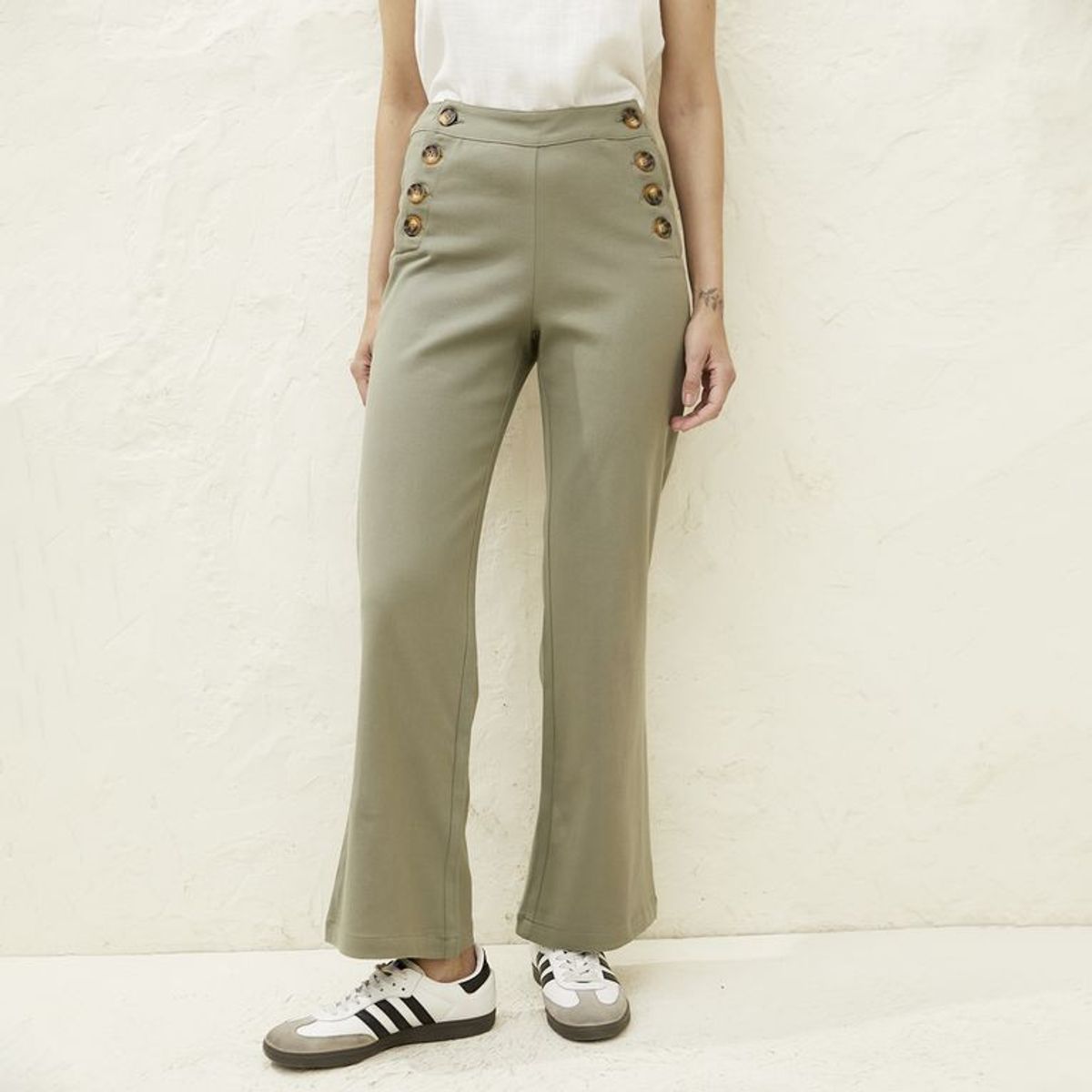 BASEMENT - Pantalón Wide Leg Mujer De Algodón Basement