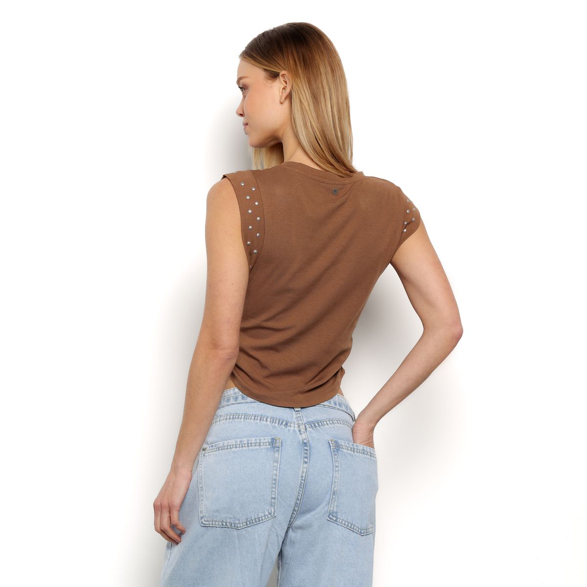 DENIMLAB - Camiseta Mujer Tachas Sin mangas Denimlab