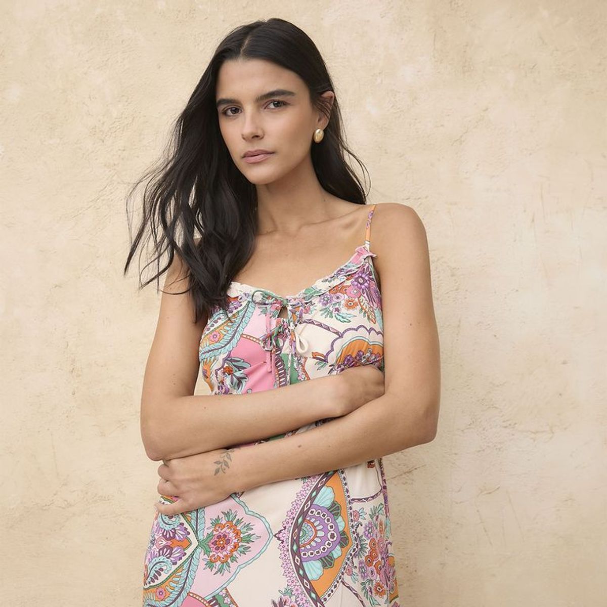 BASEMENT - Vestido Medio Casual con Estampado para Mujer Basement