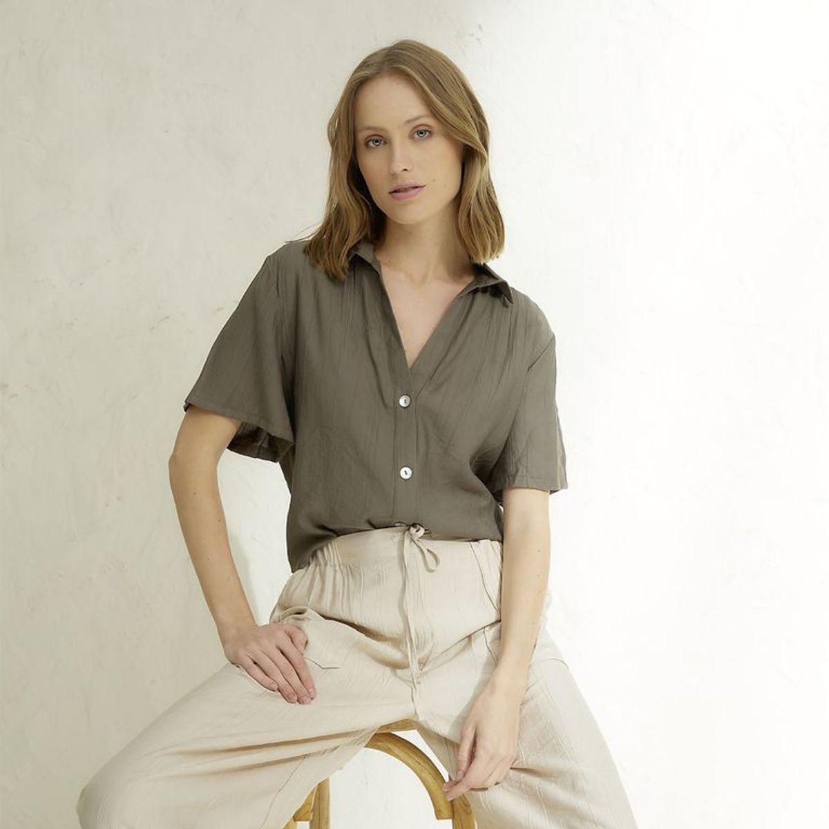 BASEMENT - Camisa Mujer Manga corta Basement