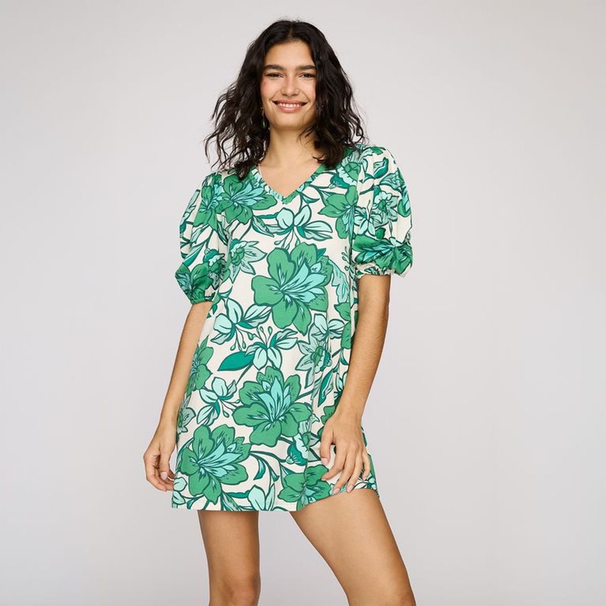 BASEMENT - Vestido Corto Casual con Estampado para Mujer de Algodón Basement