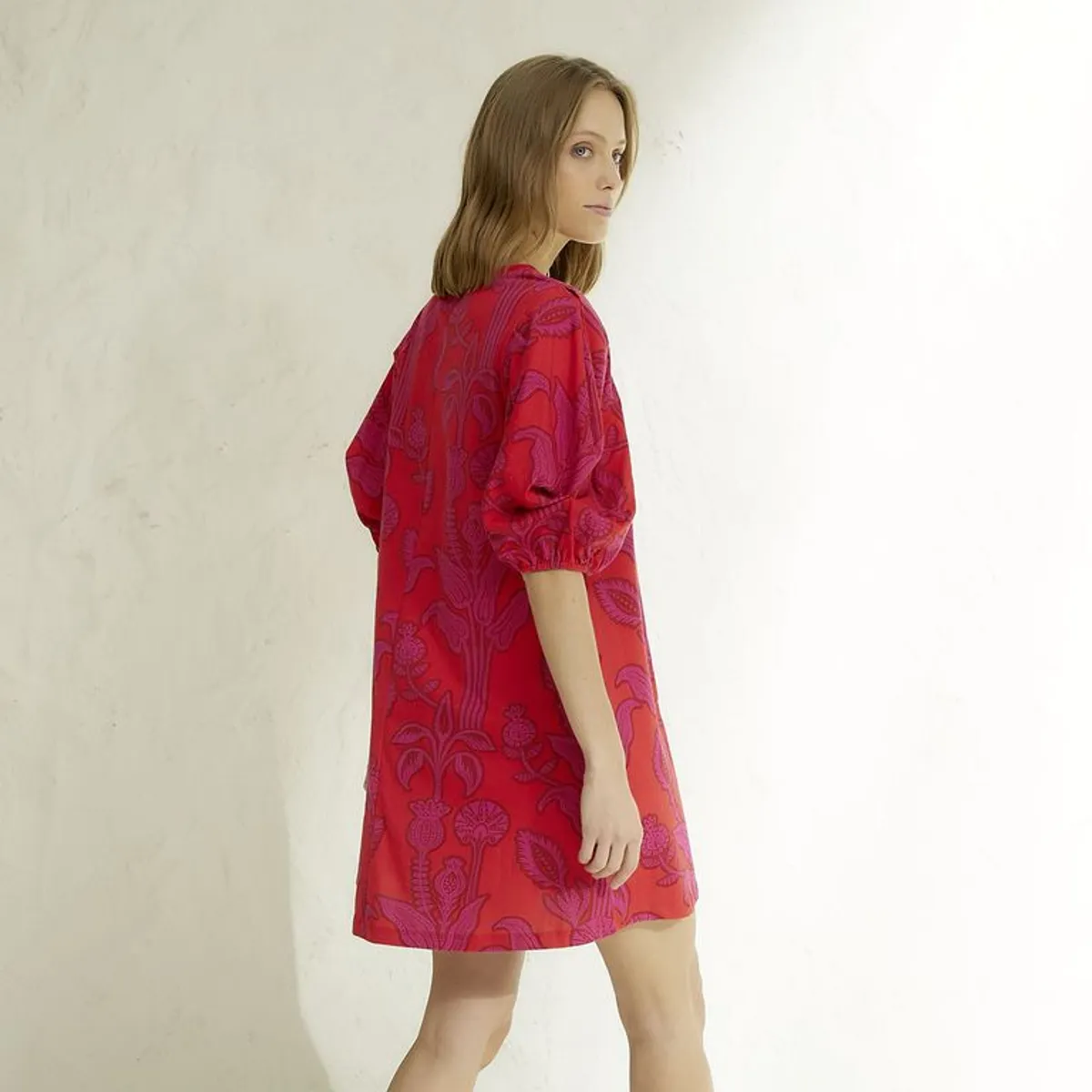 BASEMENT - Vestido Corto Casual con Estampado para Mujer de Algodón Basement