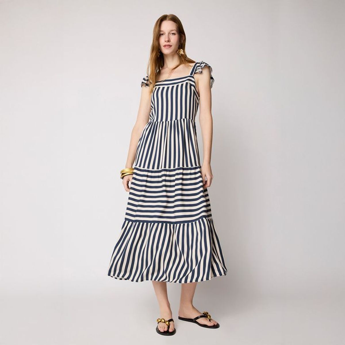 BASEMENT - Vestido Mujer Medio Casual de Rayas Basement