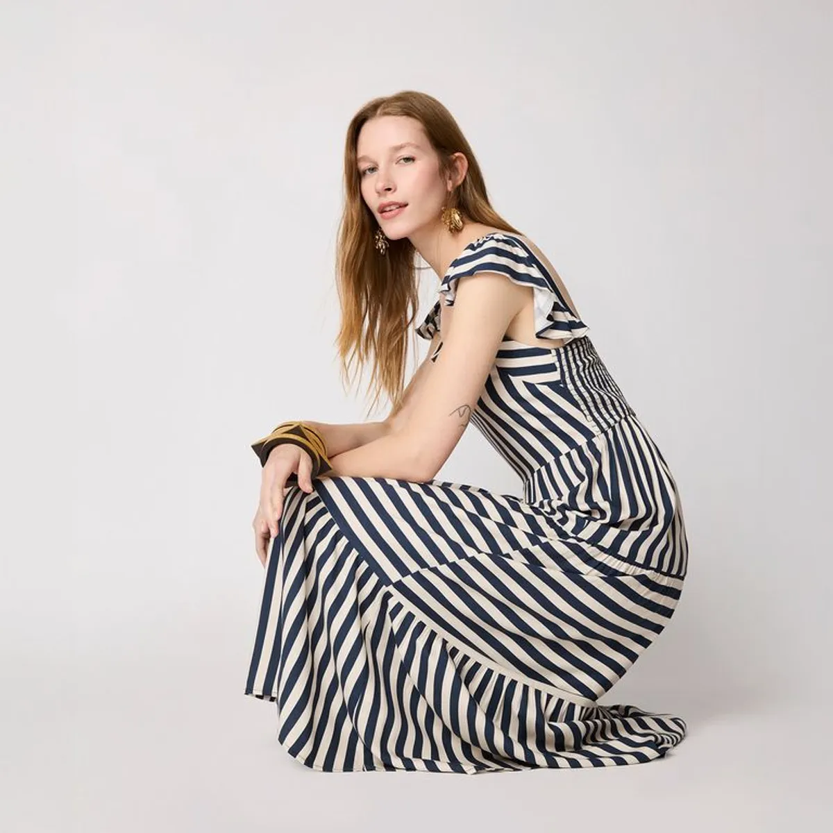 BASEMENT - Vestido Mujer Medio Casual de Rayas Basement