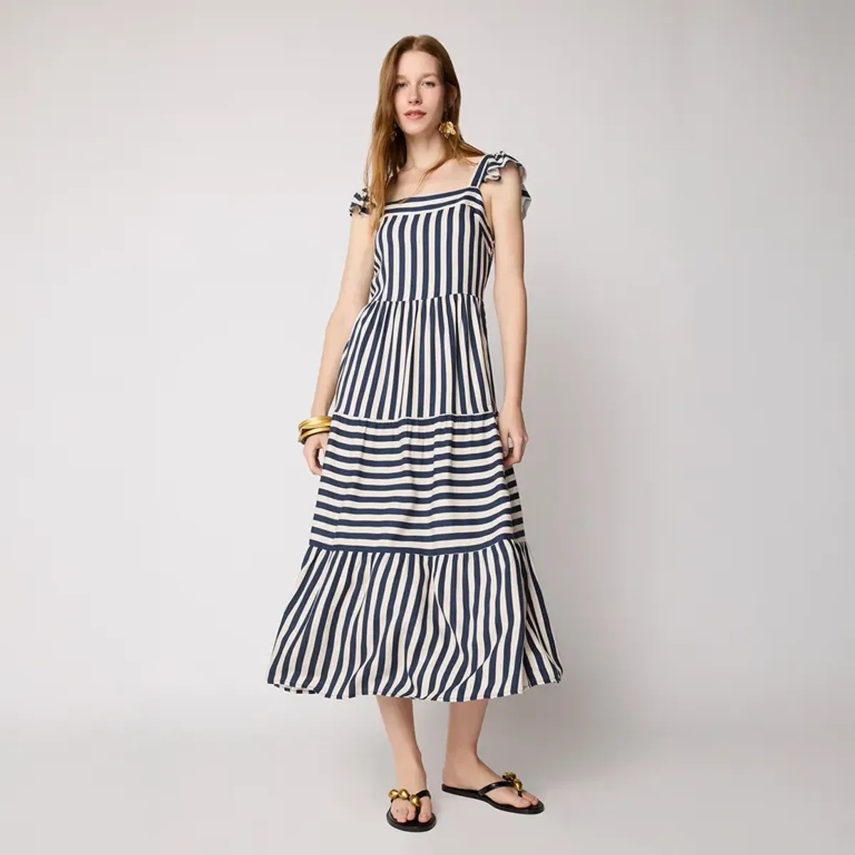 BASEMENT - Vestido Mujer Medio Casual de Rayas Basement