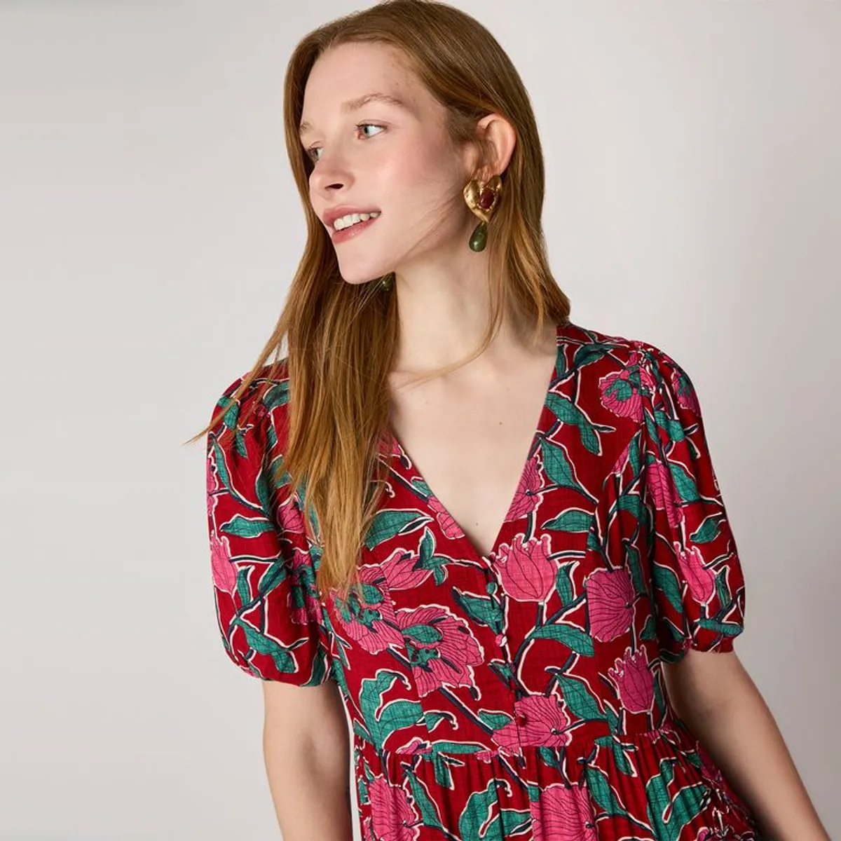 BASEMENT - Vestido Mujer Medio Casual con Estampado Basement