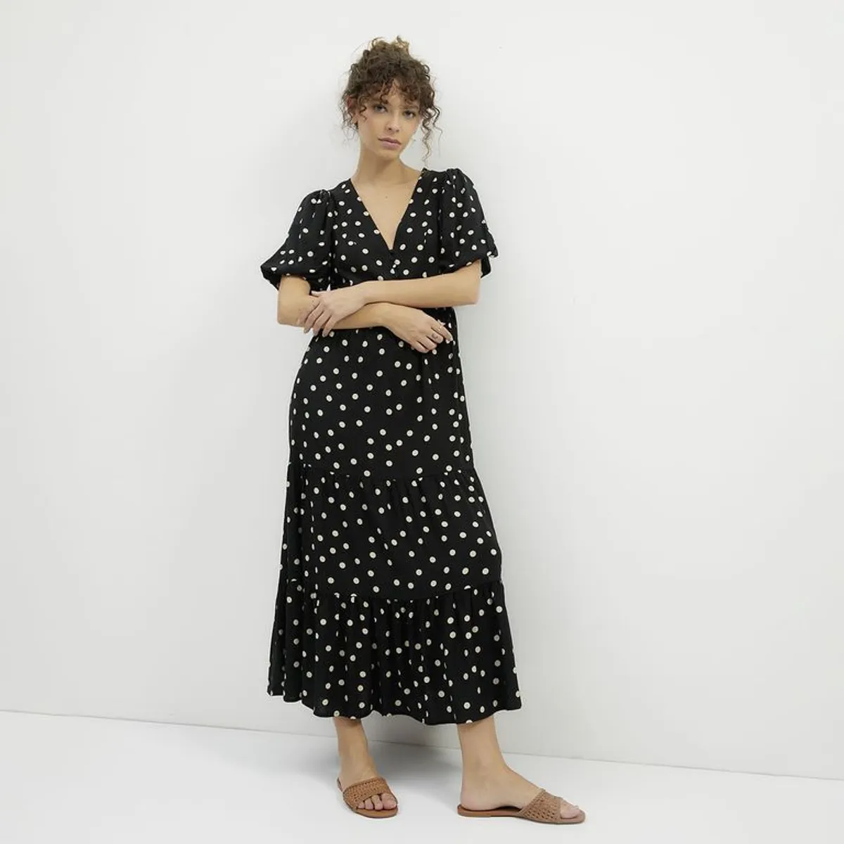 BASEMENT - Vestido Mujer Medio Casual con Estampado Basement