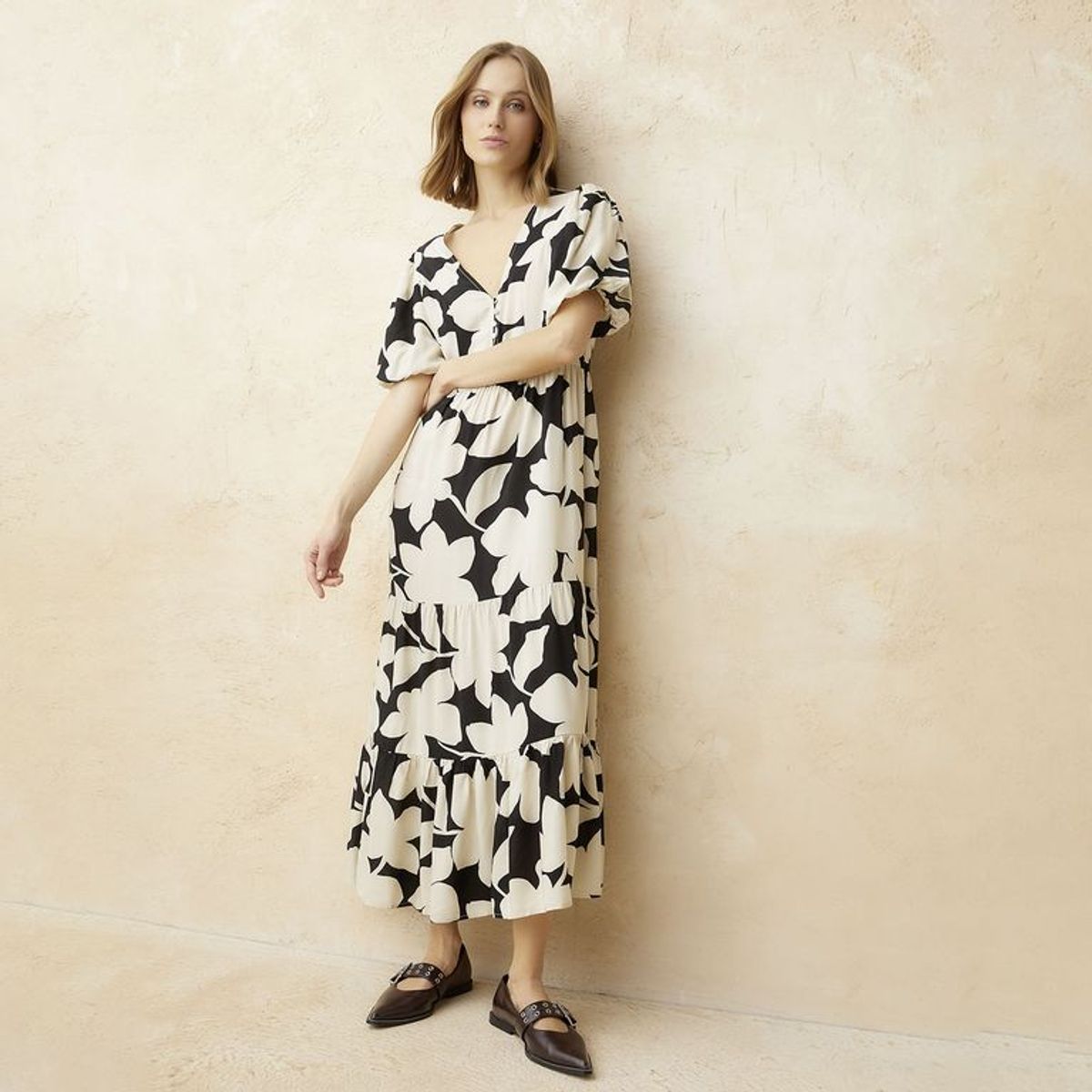 BASEMENT - Vestido Mujer Medio Casual con Estampado Basement