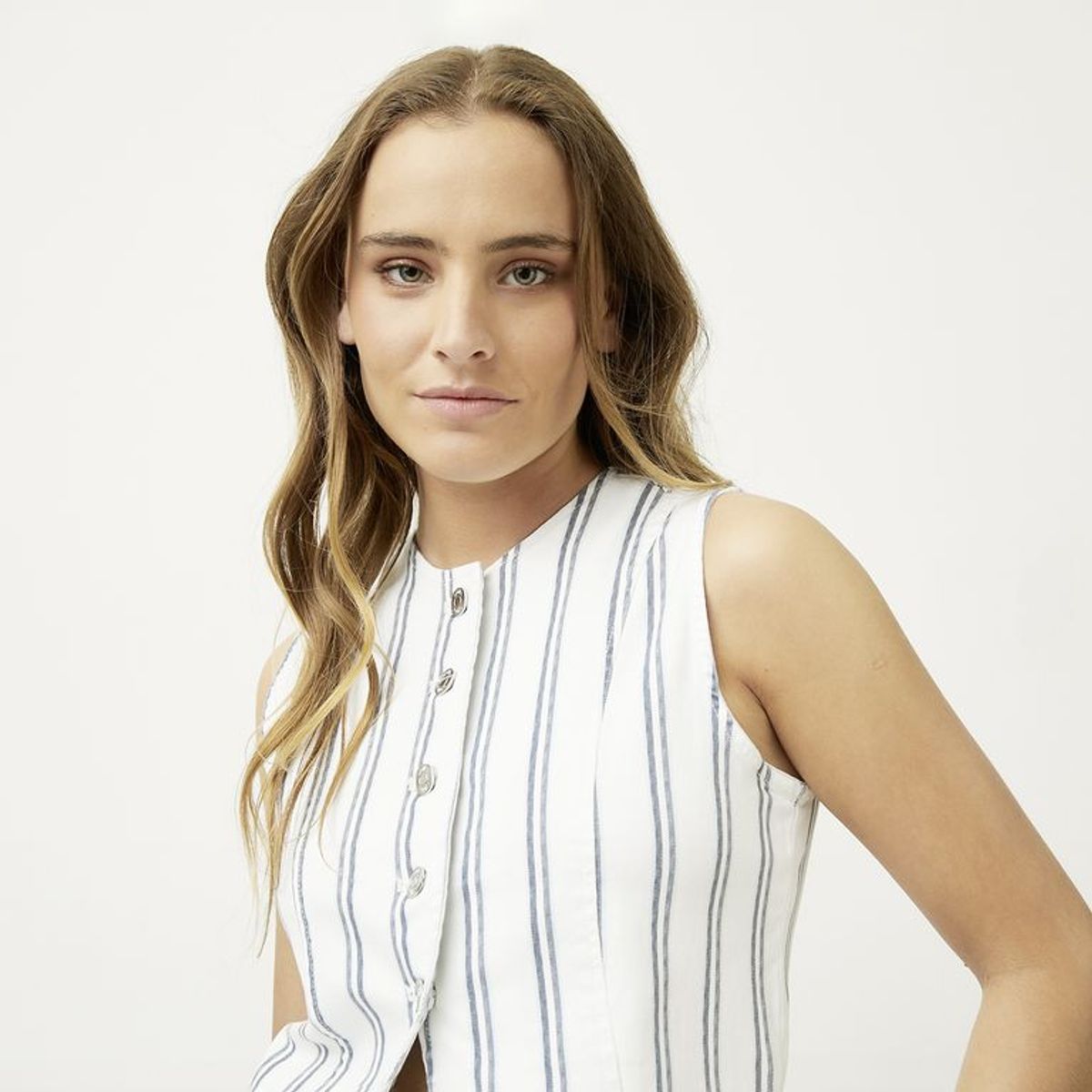 SYBILLA - Blusa Mujer de Rayas Sin mangas Sybilla
