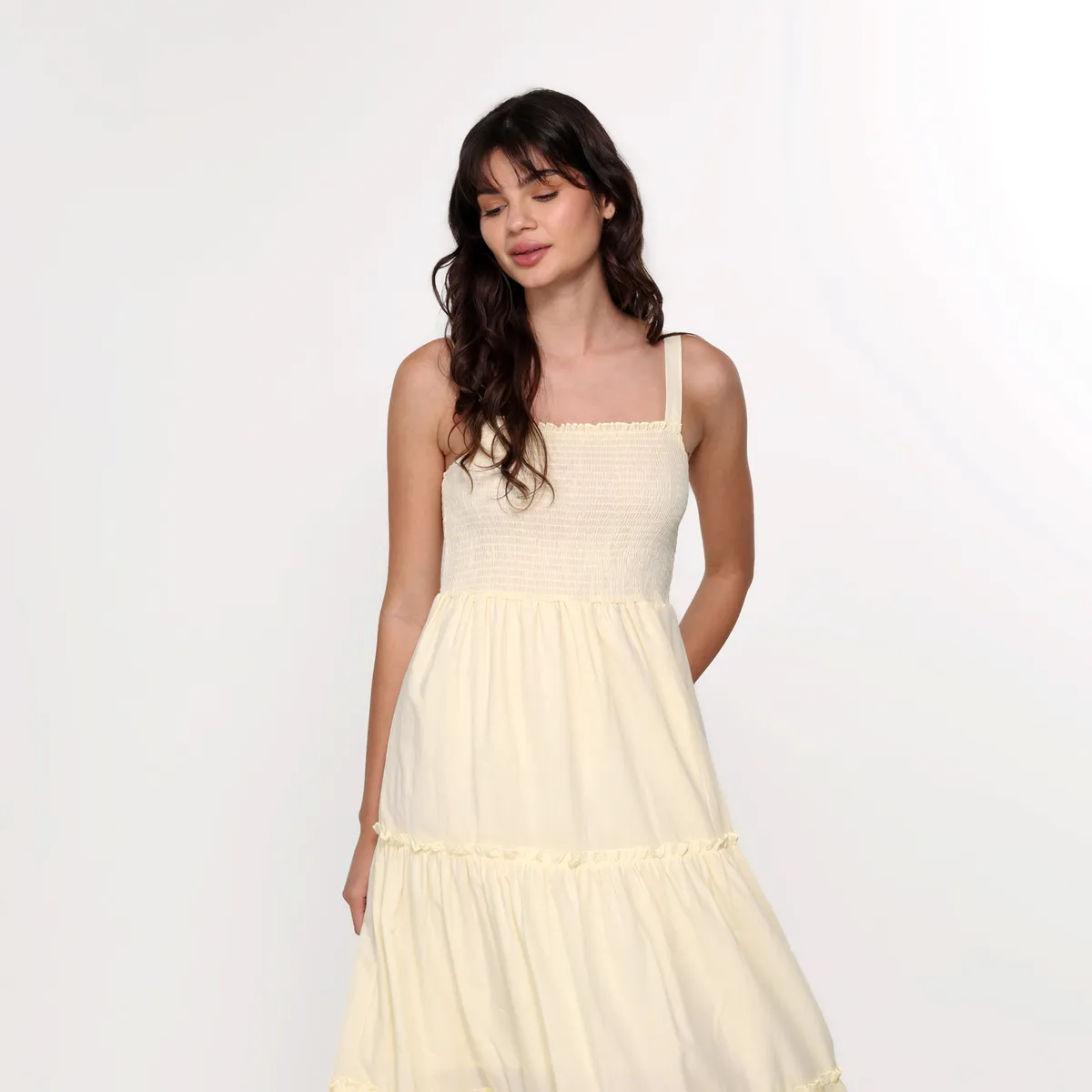 SYBILLA - Vestido Largo Casual con Ojalillo para Mujer de Algodón Sybilla