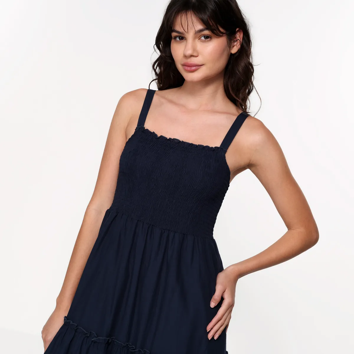 SYBILLA - Vestido Largo Casual con Ojalillo para Mujer de Algodón Sybilla