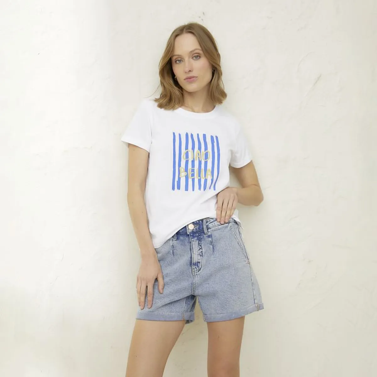 BASEMENT - Camisa Mujer con Estampado Manga corta Basement