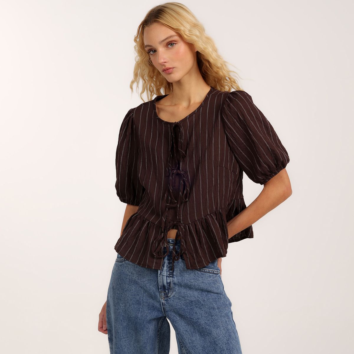 SYBILLA - Blusa Mujer Anudada Manga Corta Sybilla