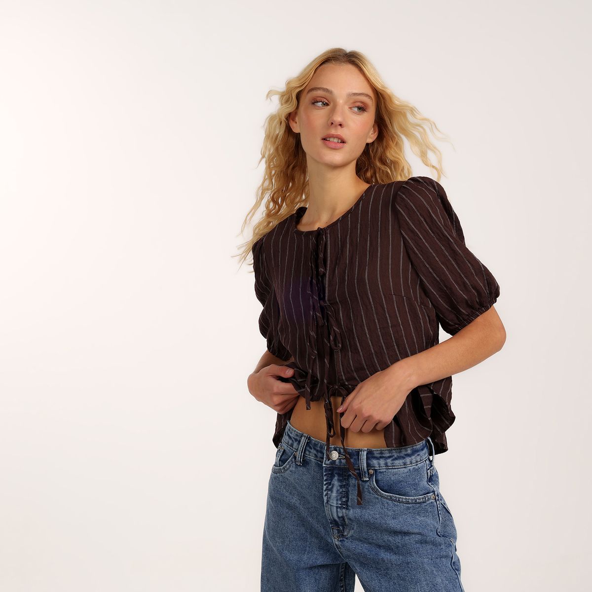 SYBILLA - Blusa Mujer Anudada Manga Corta Sybilla