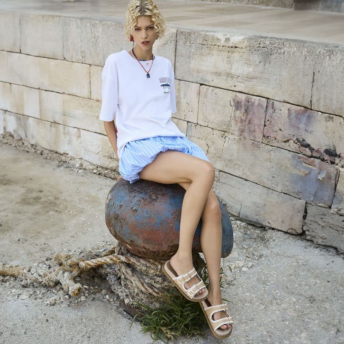 SYBILLA - Camiseta Mujer con Estampado Manga corta de Algodón Sybilla