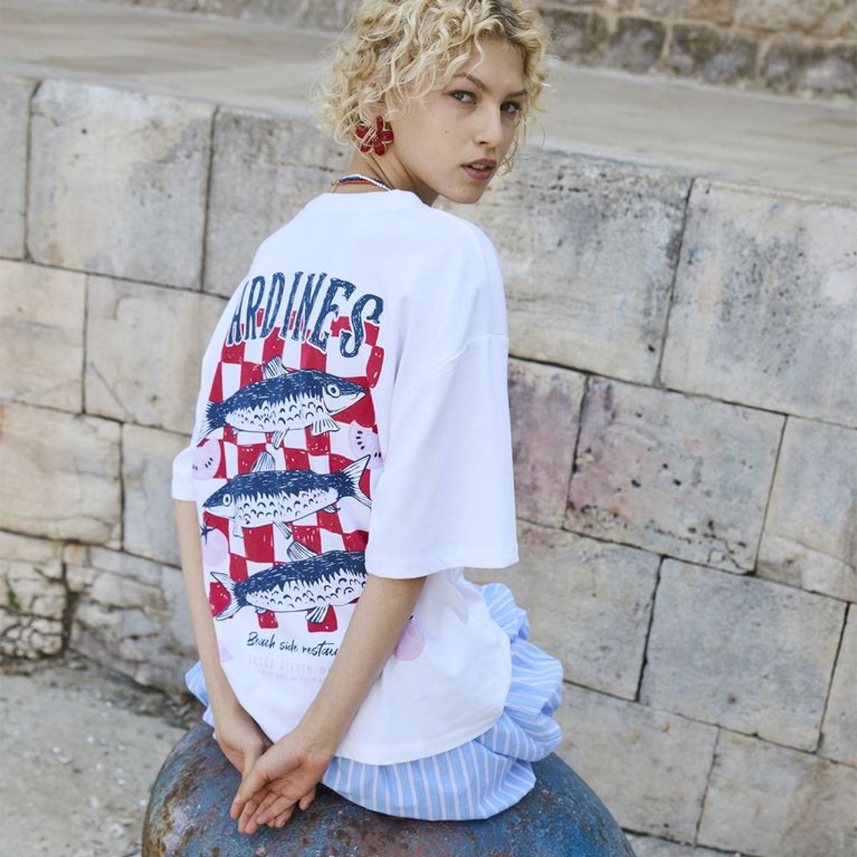 SYBILLA - Camiseta Mujer con Estampado Manga corta de Algodón Sybilla