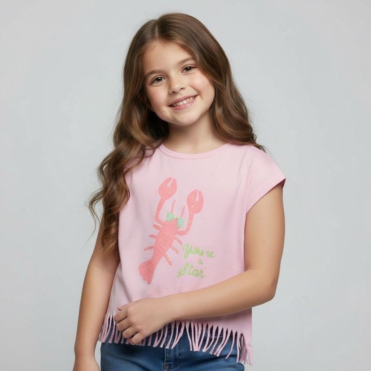 YAMP - Camiseta Para Niña con Estampado Manga corta de Algodón Yamp