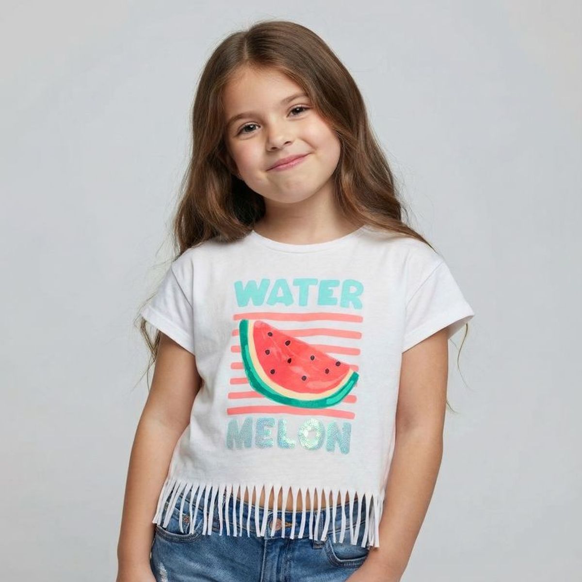 YAMP - Camiseta Para Niña con Estampado Manga corta de Algodón Yamp
