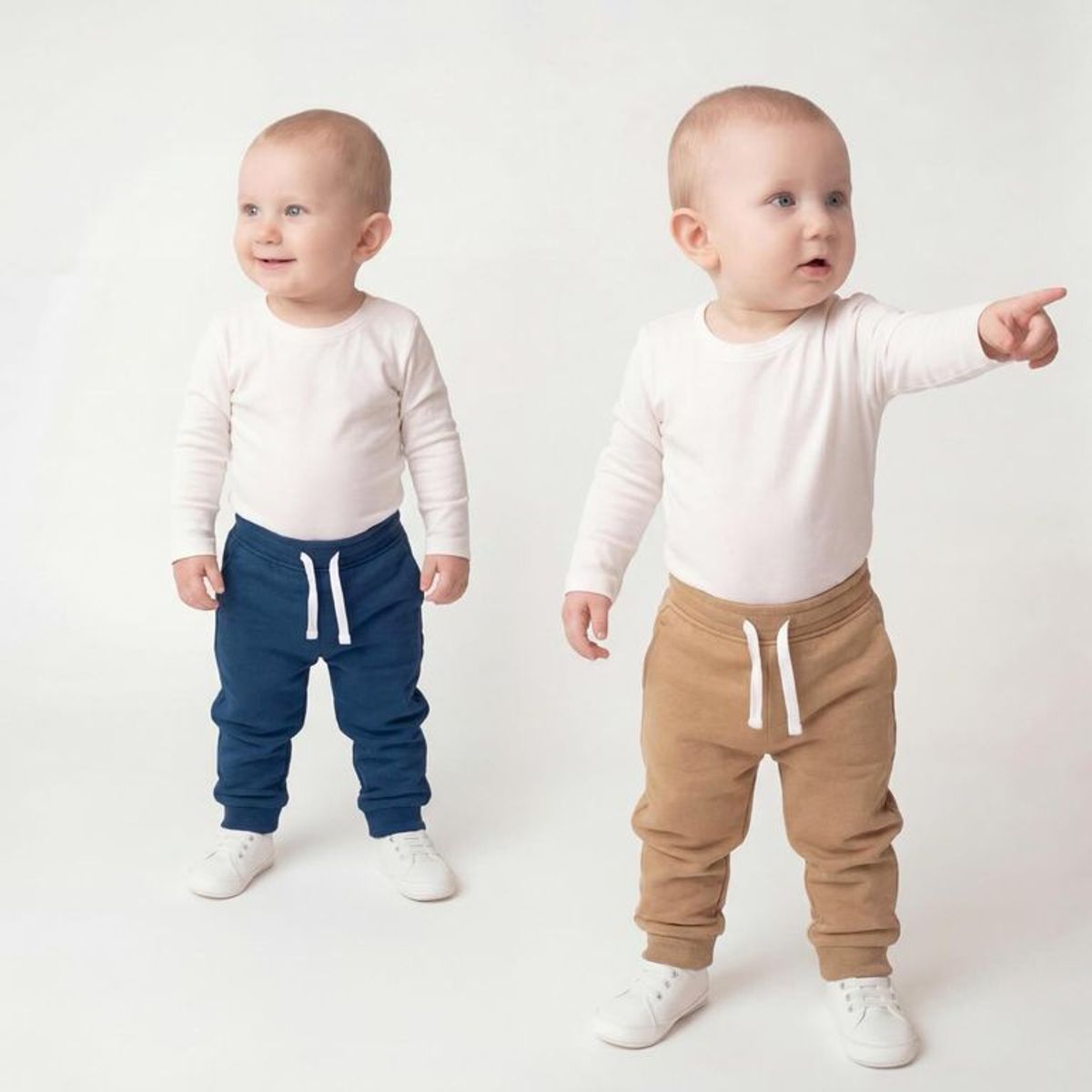 YAMP - Jogger Cintura elásticada para Bebé niño Pack de 2 unidades Liso de Algodón Yamp