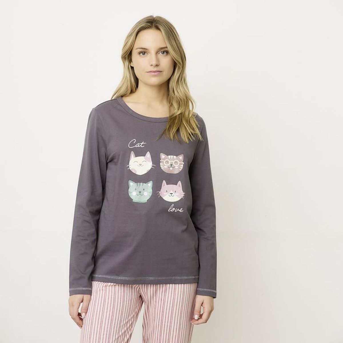 SYBILLA - Camiseta de pijama para Mujer Manga larga Sybilla