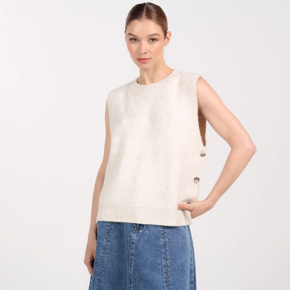 BASEMENT - Chaleco Mujer Tejido Basement