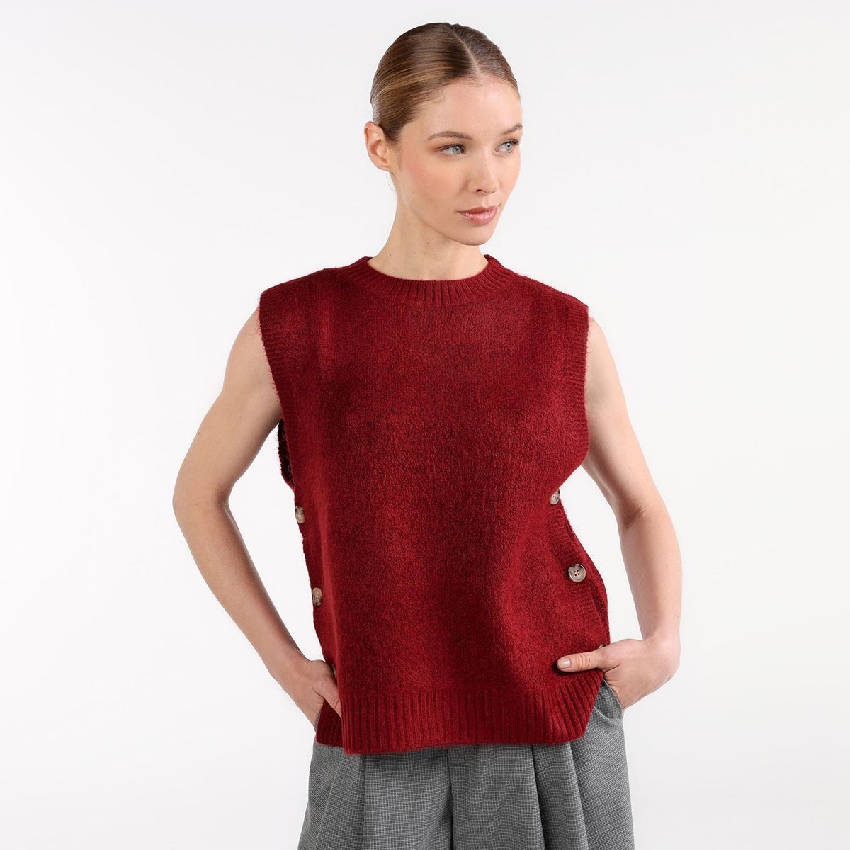 BASEMENT - Chaleco Mujer Tejido Basement