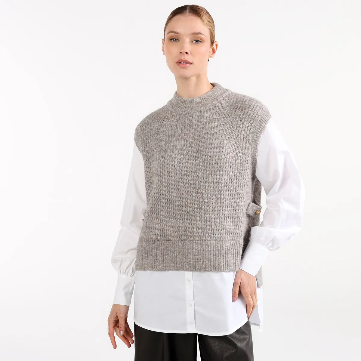 BASEMENT - Chaleco Mujer Tejido Basement