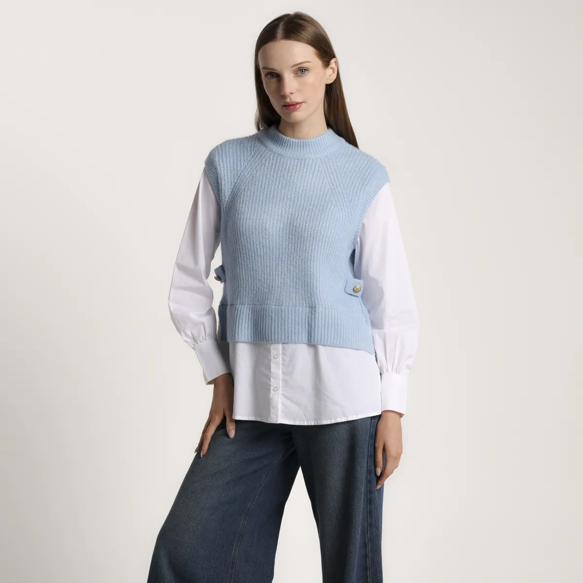 BASEMENT - Chaleco Mujer Tejido Basement