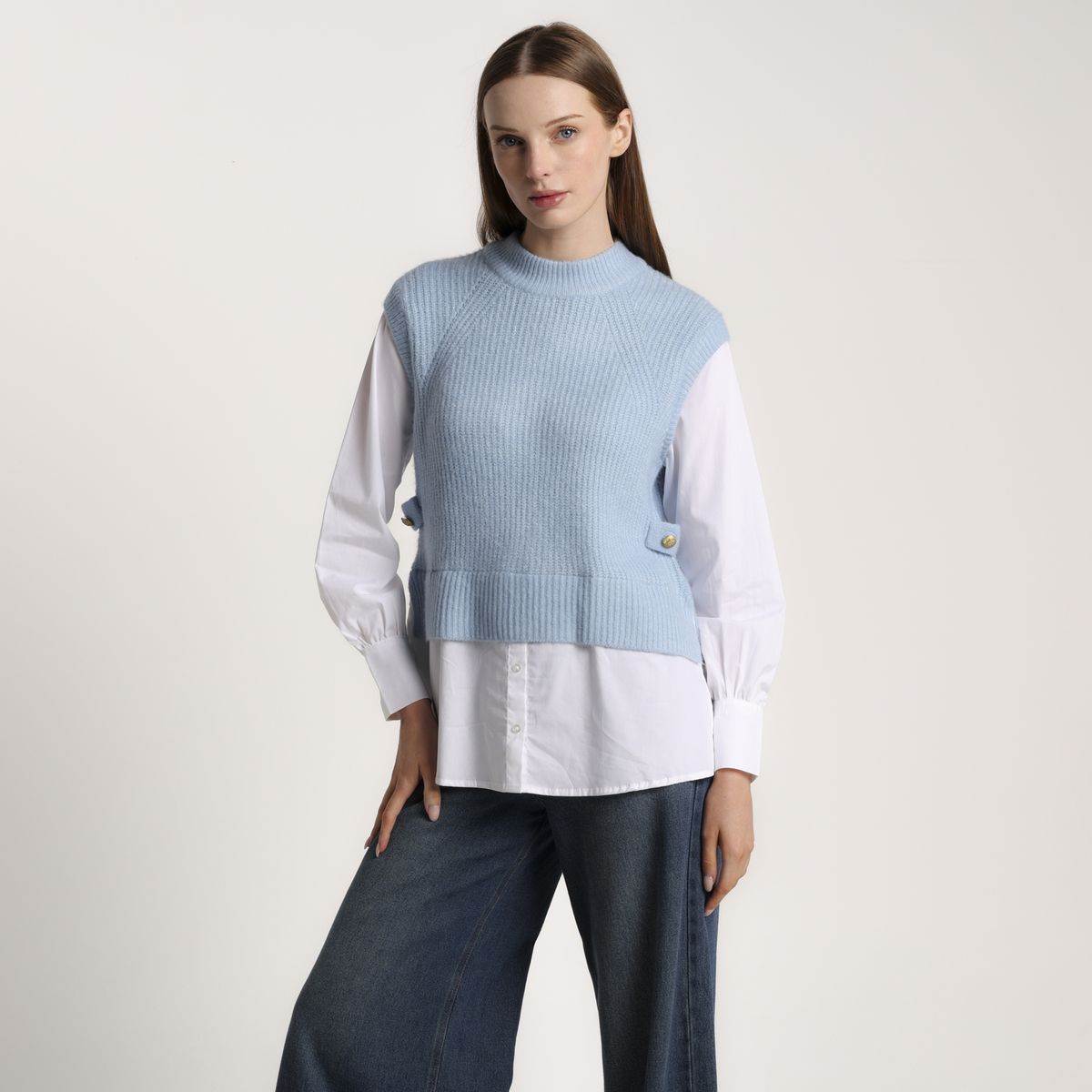 BASEMENT - Chaleco Mujer Tejido Basement