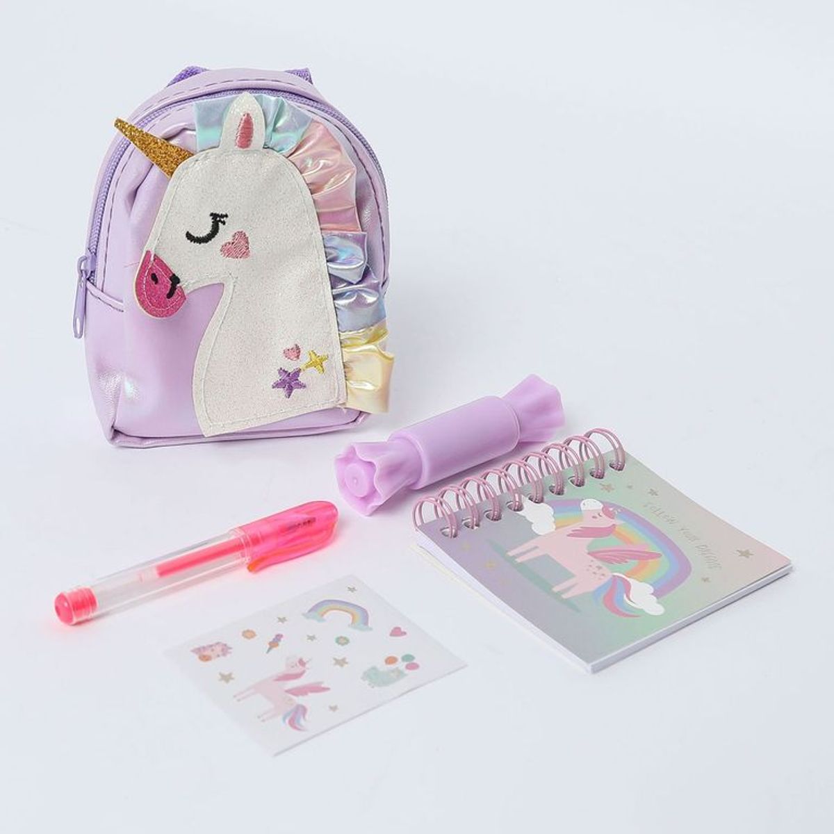 YAMP - Set de útiles escolares mini maleta Unicornio Inlcuye accesorios Yamp