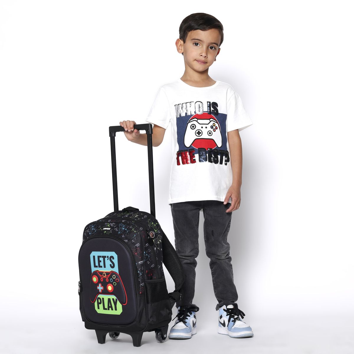 YAMP - Maleta escolar de ruedas Incluye cartuchera y lonchera
