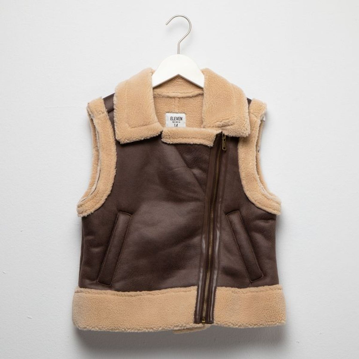 ELV - Chaleco para Niña Efecto cuero Elv