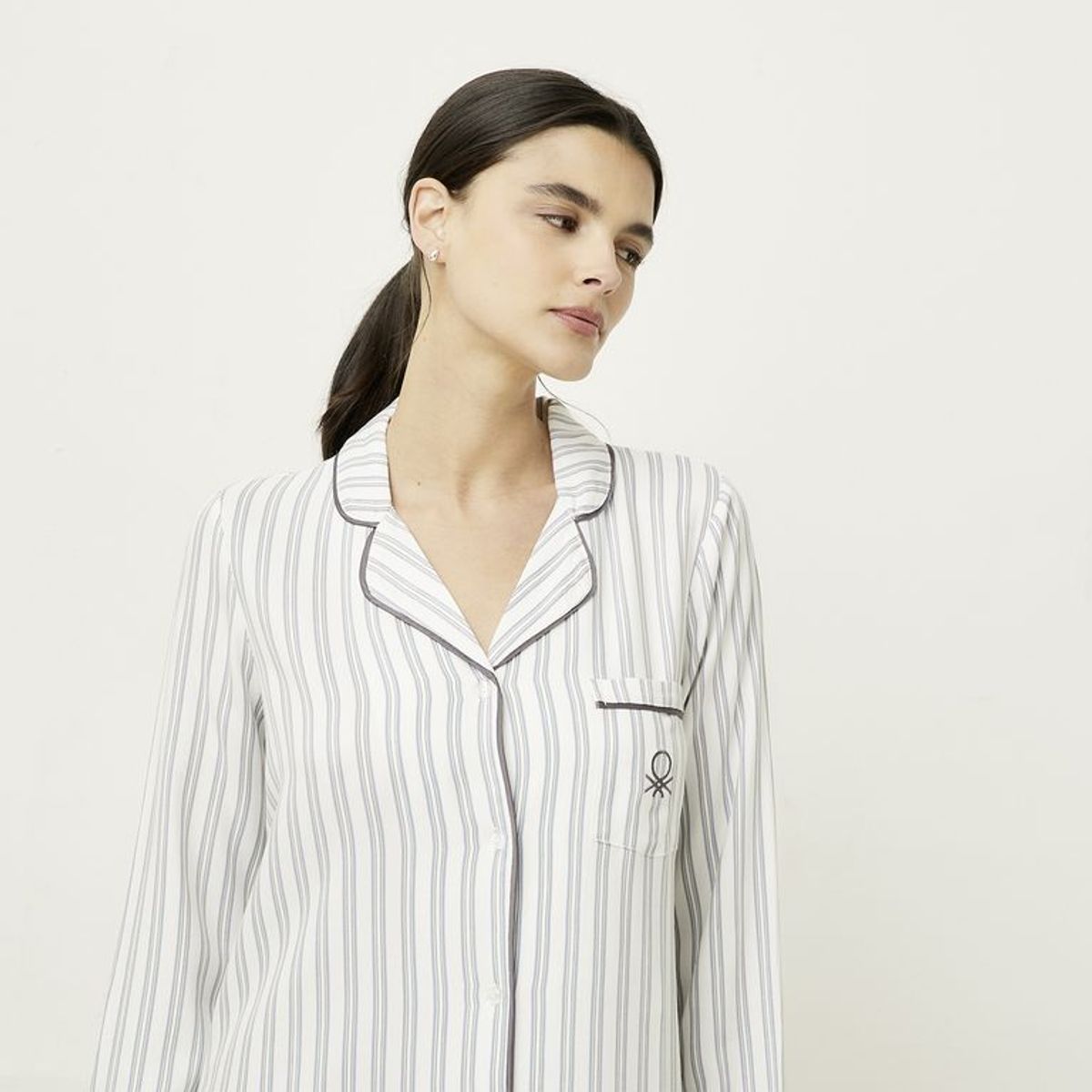 BENETTON - Camisón para Mujer Manga larga de Rayas Benetton