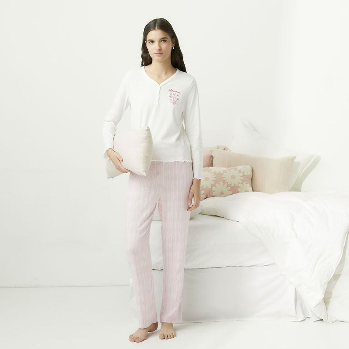 SYBILLA - Pijama completa con pantalón para Mujer Manga larga de Algodón Sybilla