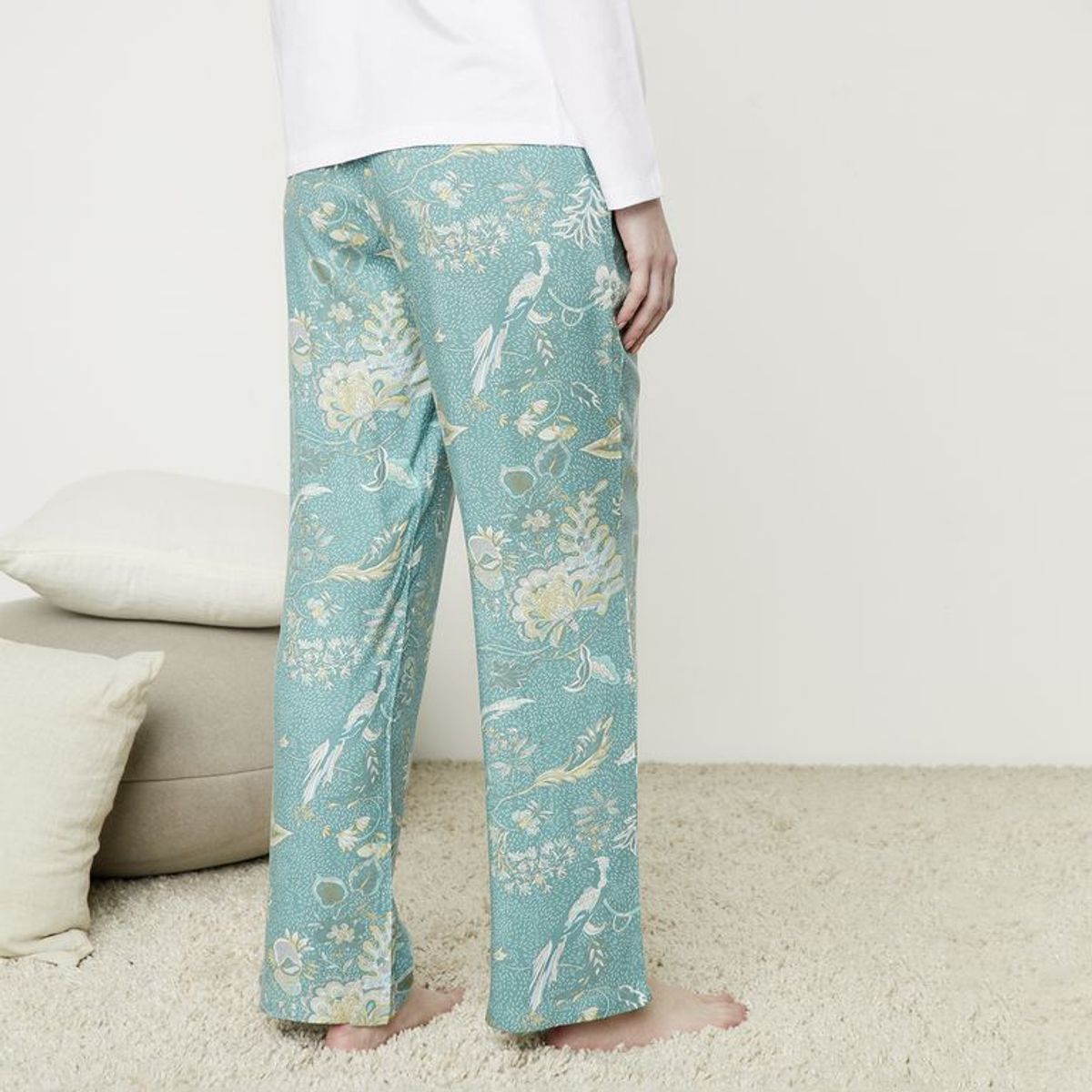 BLU - Pantalón de pijama para Mujer con Flores Blu