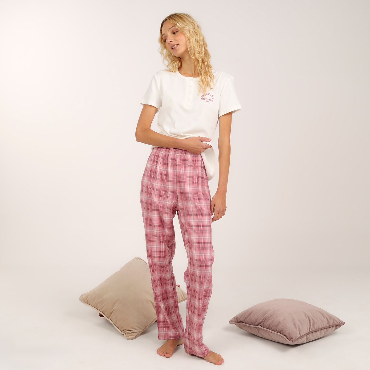 SYBILLA - Pijama completa con pantalón para Mujer Manga corta de Algodón Sybilla
