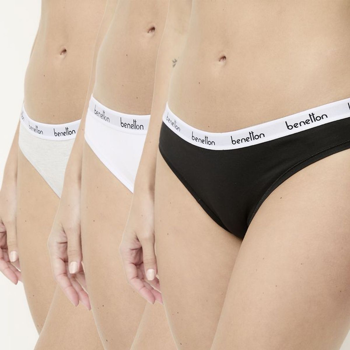 BENETTON - Pantis Clásicos Pack de 3 para Mujer de Algodón Benetton