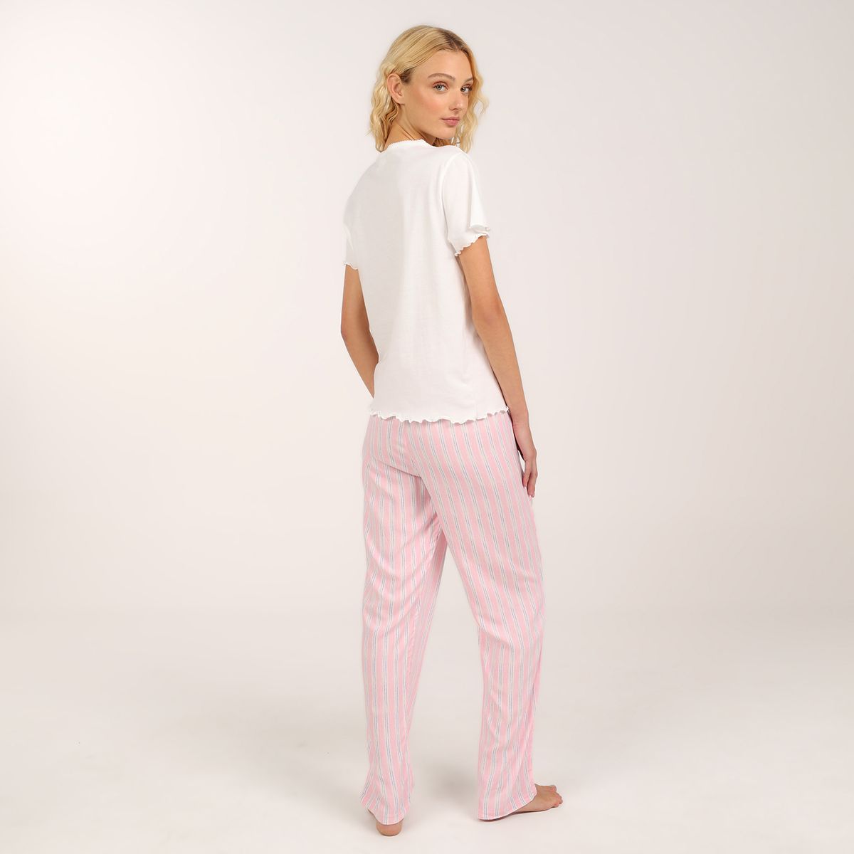 SYBILLA - Pijama completa con pantalón para Mujer Manga corta de Algodón Sybilla