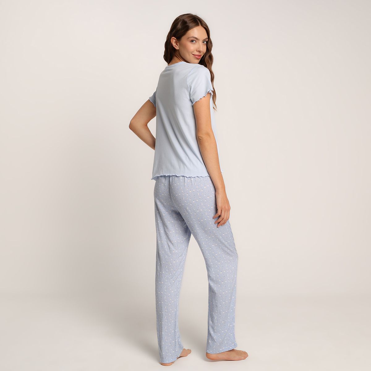 SYBILLA - Pijama completa con pantalón para Mujer Manga corta de Algodón Sybilla