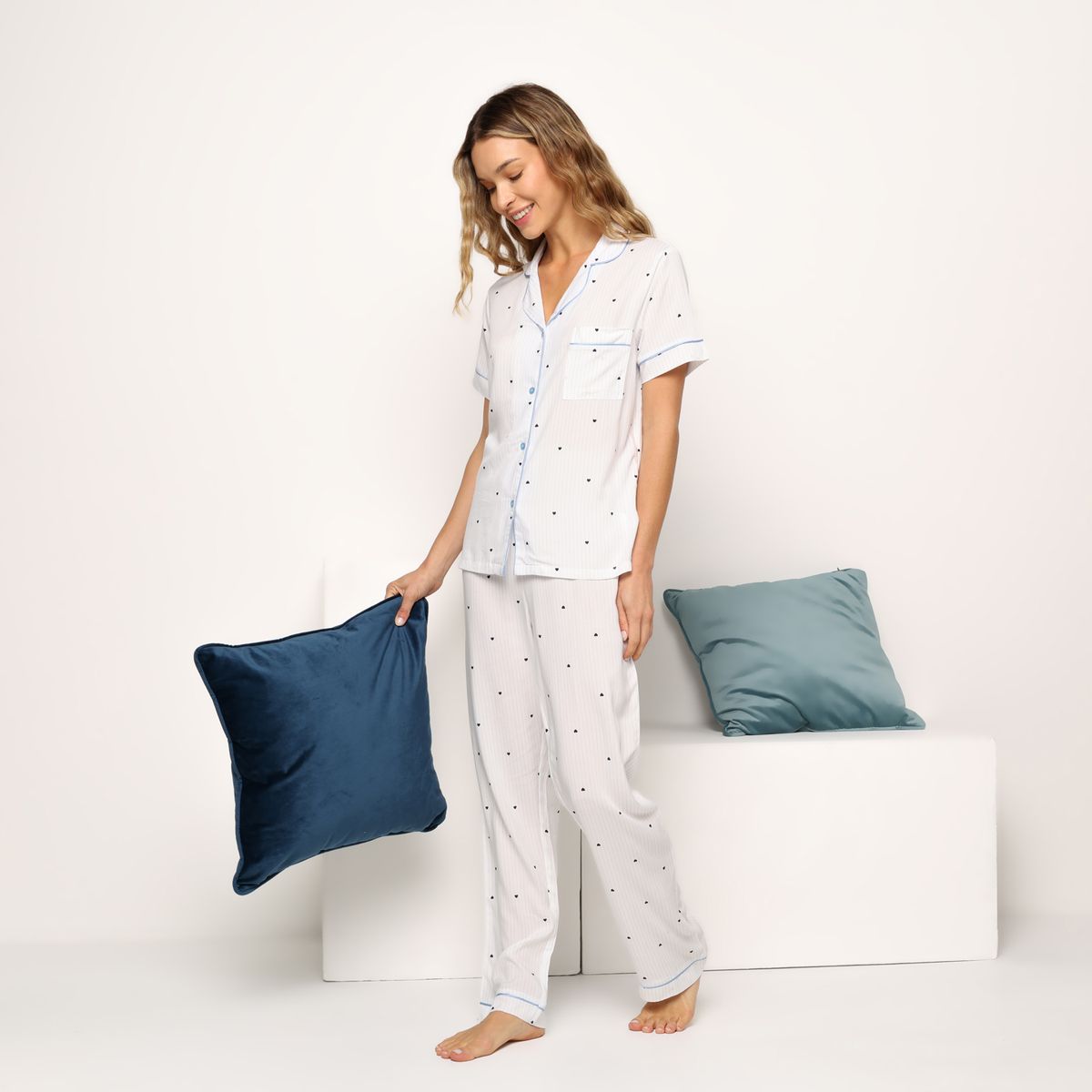 SYBILLA - Pijama completa con short para Mujer Manga corta Sybilla