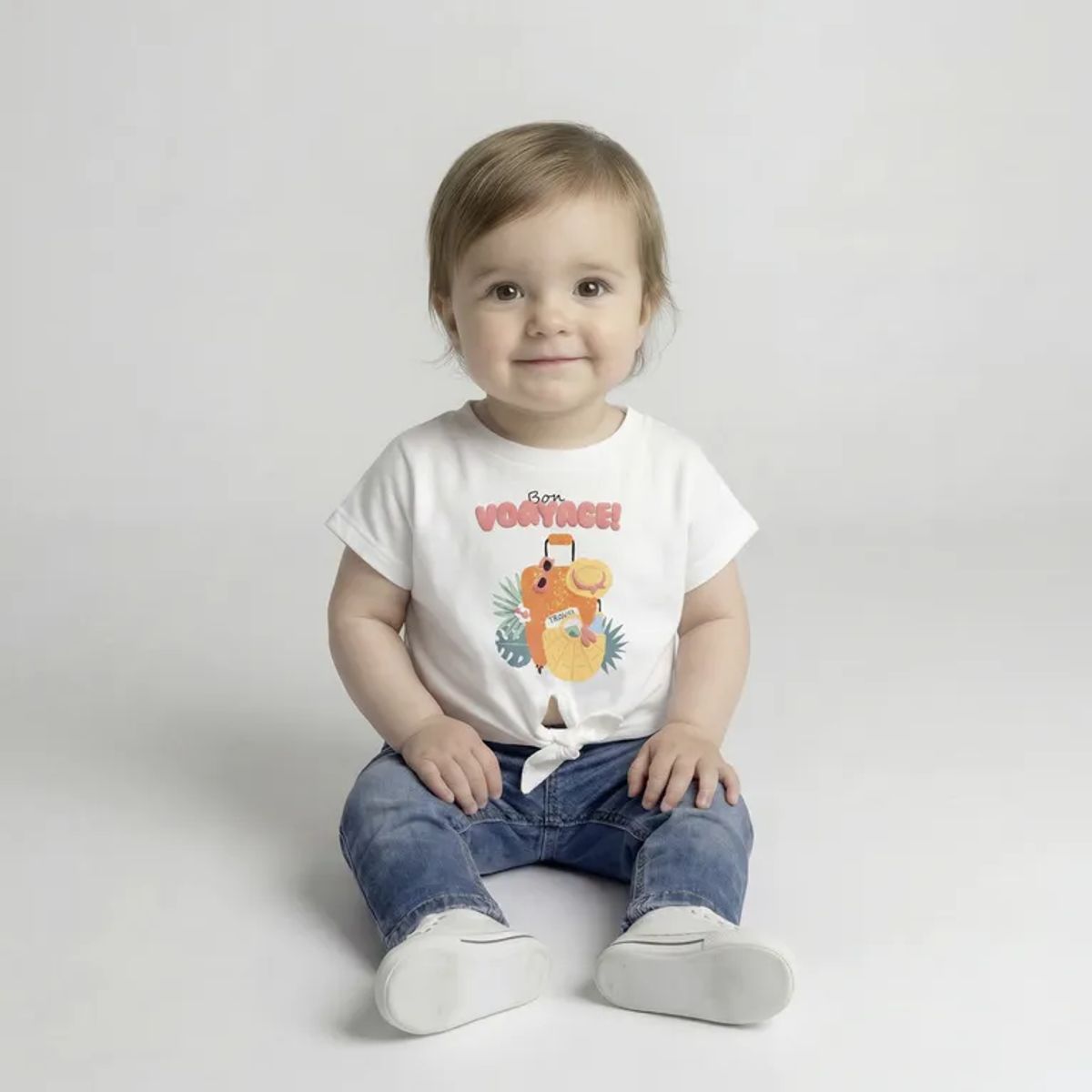 YAMP - Camiseta para Bebé niña  con Estampado  Manga corta de Algodón Yamp
