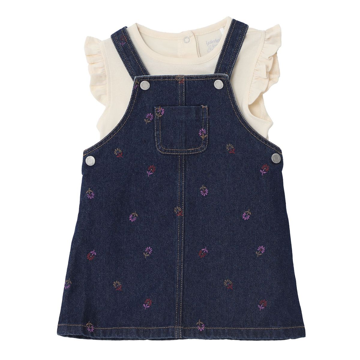 YAMP - Sets Jardinera + Camiseta manga corta para Bebé niña en Algodón Yamp