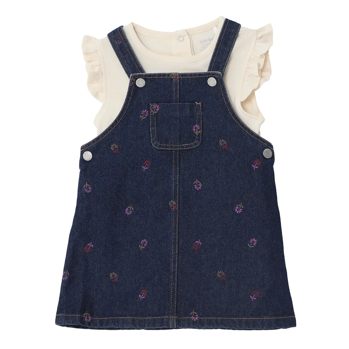 YAMP - Sets Jardinera + Camiseta manga corta para Bebé niña en Algodón Yamp