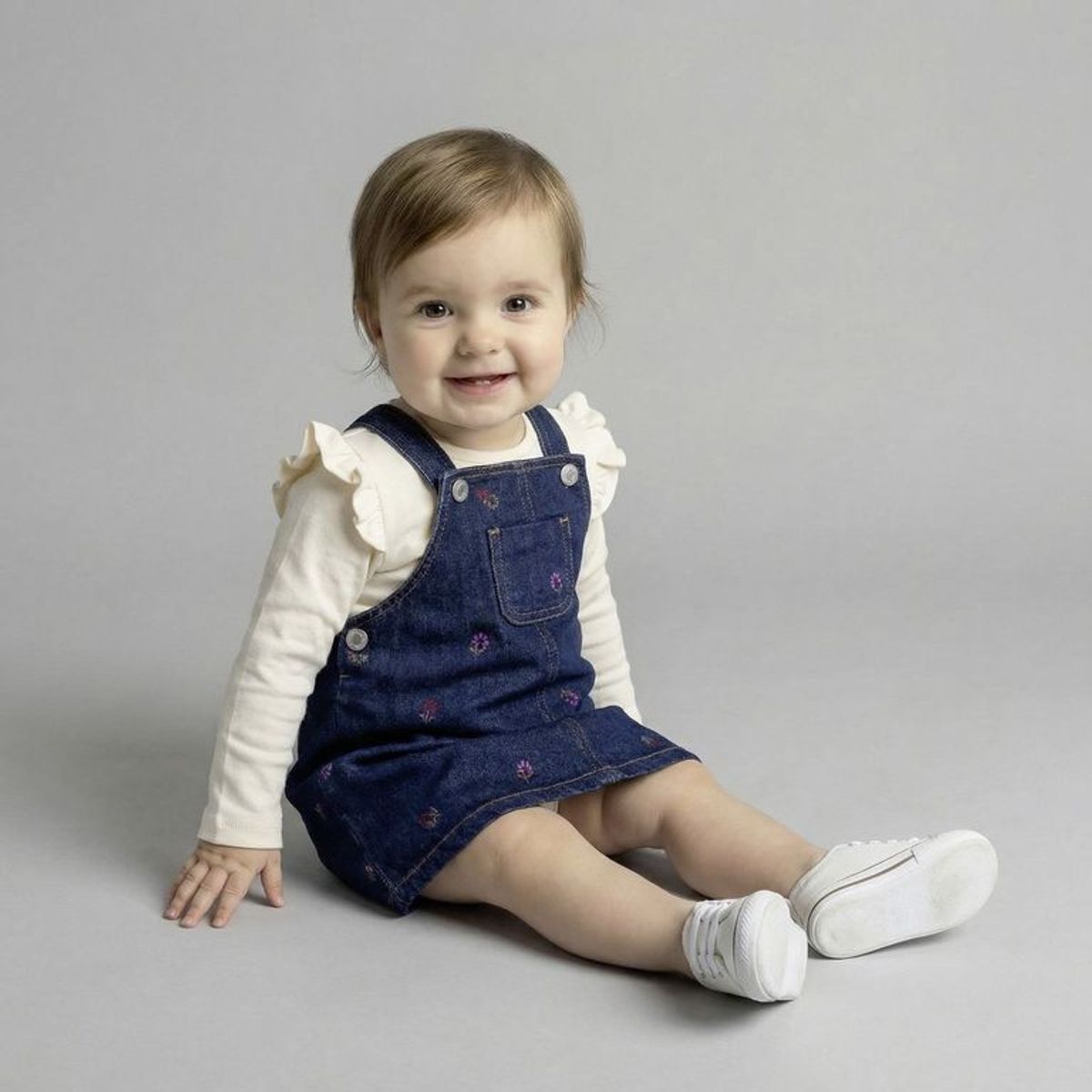 YAMP - Sets Jardinera + Camiseta manga larga para Bebé niña en Algodón Yamp