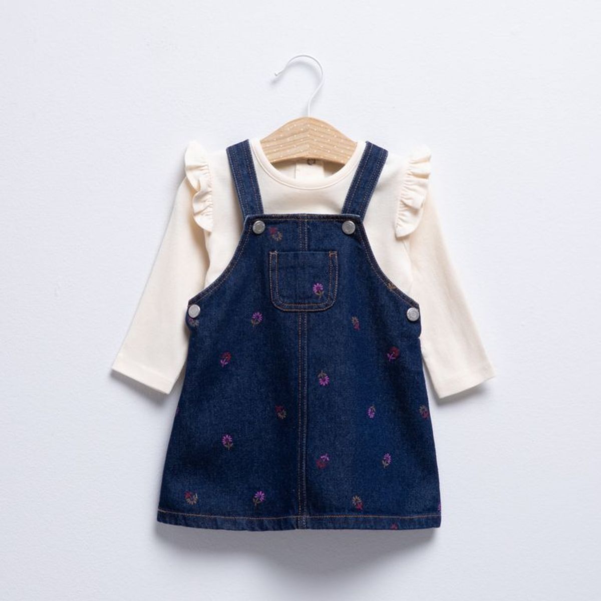 YAMP - Sets Jardinera + Camiseta manga larga para Bebé niña en Algodón Yamp