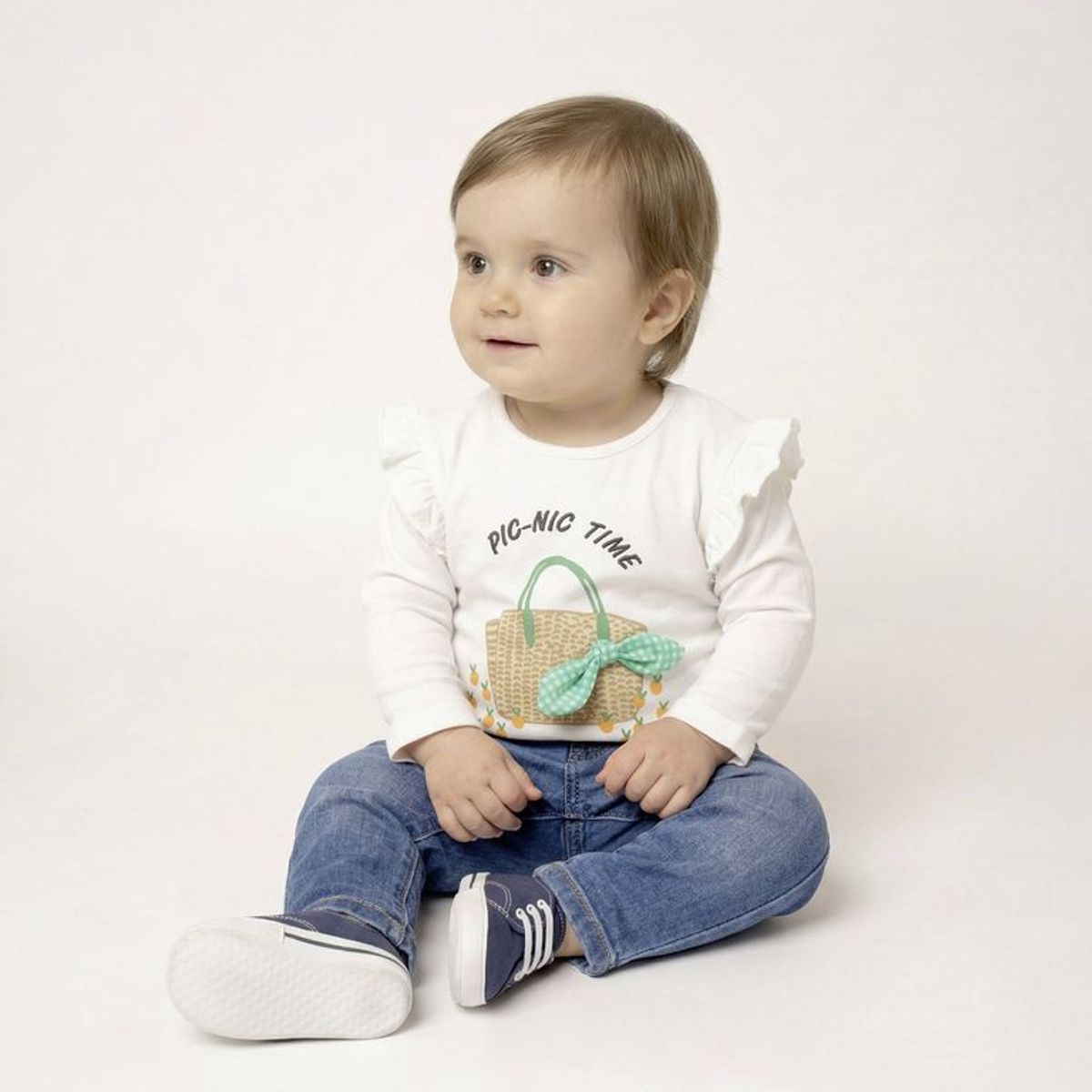 YAMP - Camiseta para Bebé niña  Estampado  Manga larga de Algodón Yamp