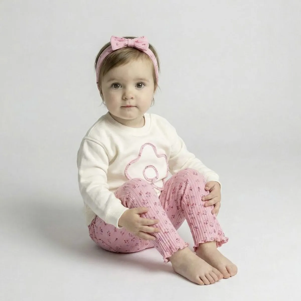 YAMP - Set Saco manga larga + Legging + Accesorio  para Bebé niña de Algodón Yamp