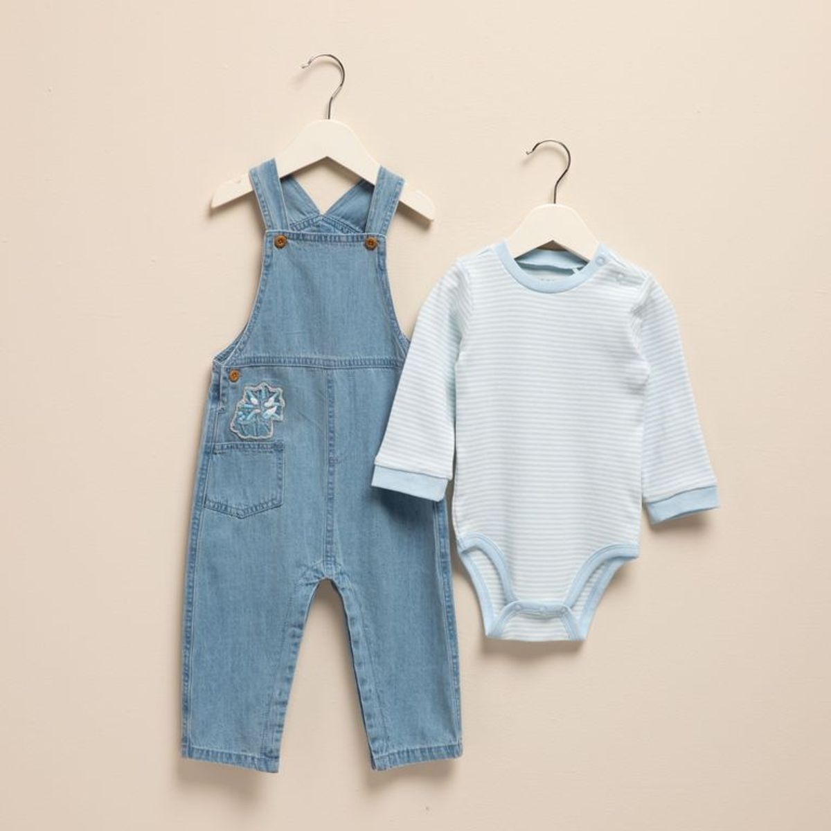 YAMP - Sets Jardínera + Body manga larga para Bebé niño en Algodón Yamp