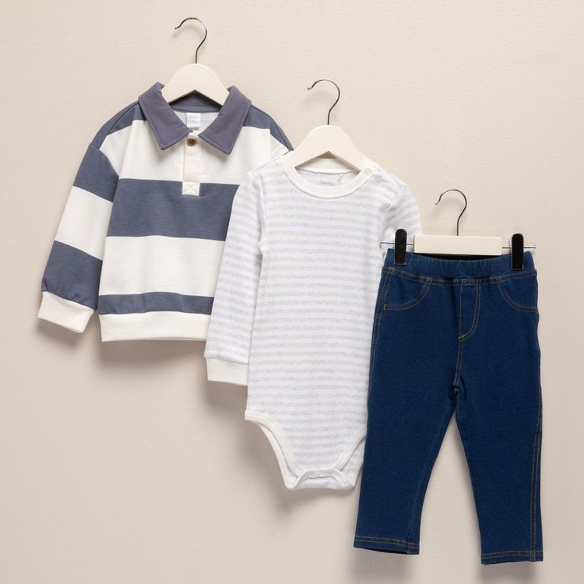 YAMP - Set Saco + Jean + Body manga larga para Bebé niño de Algodón Yamp
